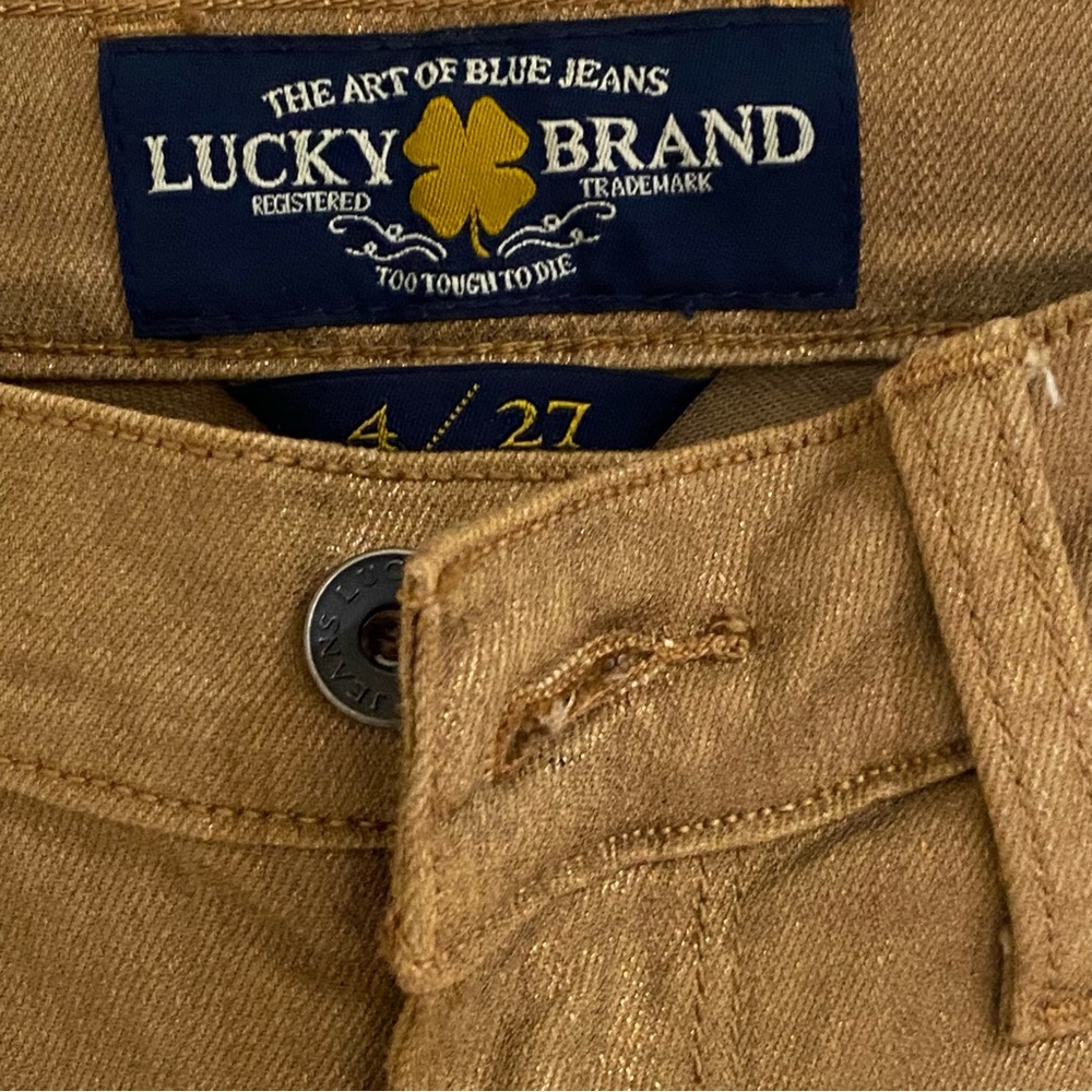 LUCKY BRAND Charlie skinny gold sparkle jeans.  NEW without tags.  Size 4/27
